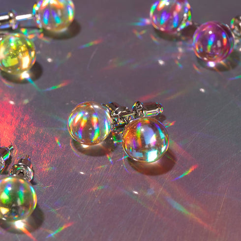 Champagner-Supernova | 925er Sterlingsilber | Galaxie-Glas-Ohrstecker